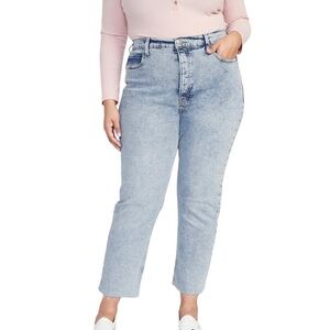 Old Navy Womens Extra High-Waisted Button-Fly Straight Raw-Hem Jeans Plus Sz 20